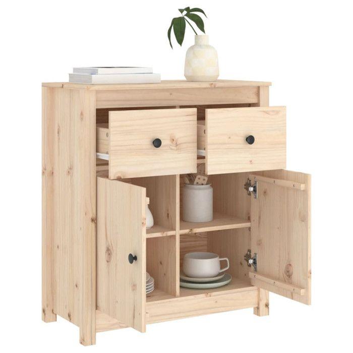 Low Buffet - Solid Wood - 70x35x80 Cm - Brown - Large Storage Space - Ideal for Living Room