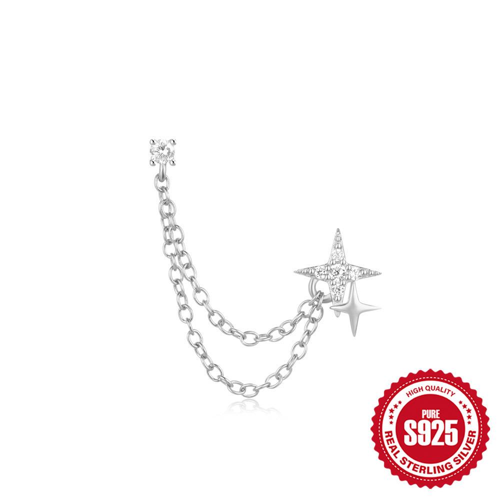 

Стильные и простые серьги-цепочки с бахромой в форме сердца из стерлингового серебра S925, инкрустированные бриллиантами, серьги-пусеты, серьги-подвески для женщин 925 Silver