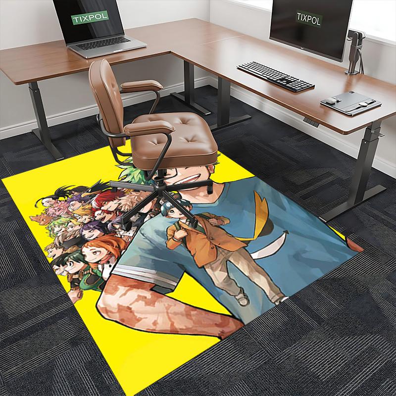 1pc My Hero Academia Midoriya Izuku Chair Mat - Anime Cartoon Design Office Desk Pad, Non-Slip Carpet for Home Decor, Suitable for All Seasons.Y003