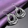 1Pair Sterling Silver Circle Pendant Earrings Fashion Jewelry
