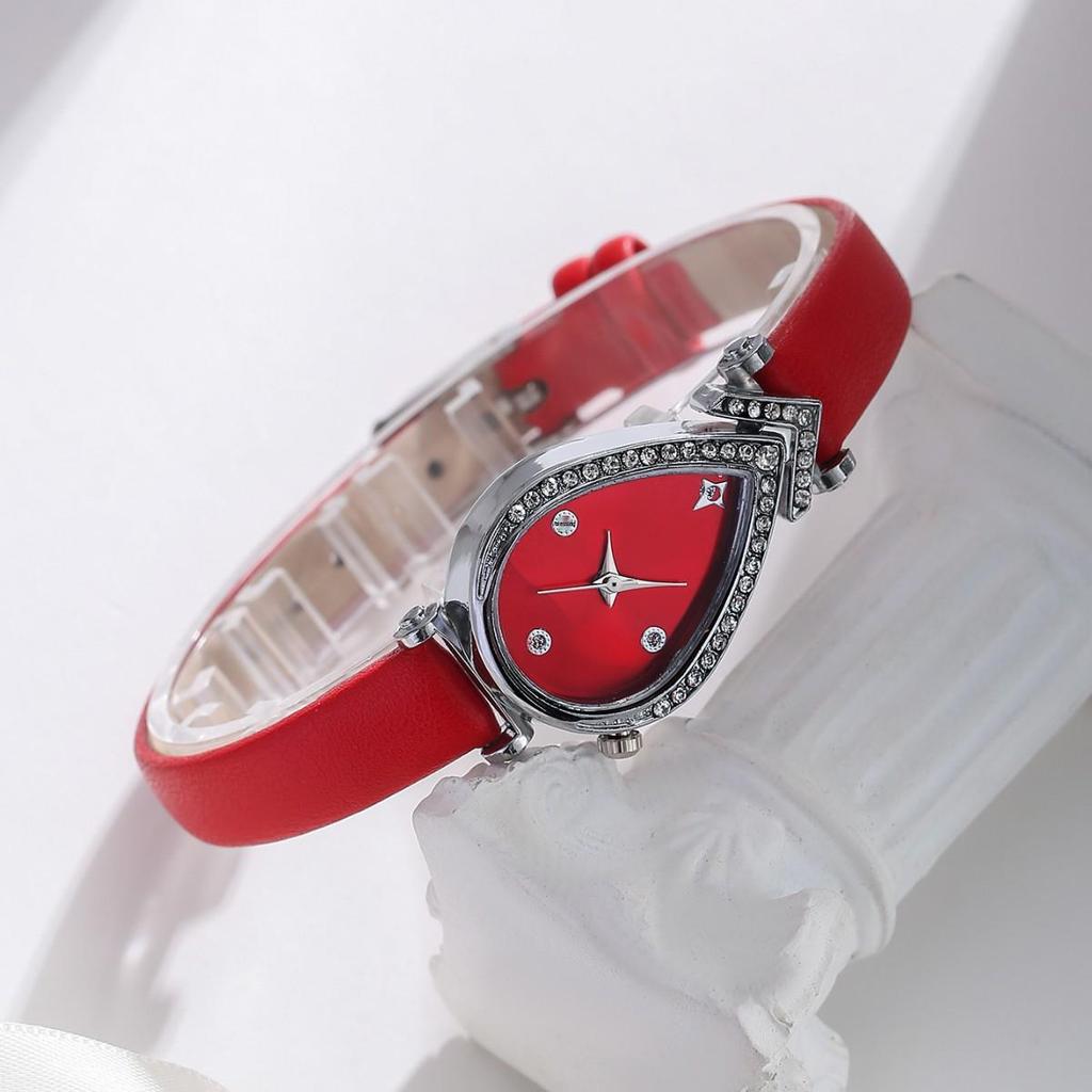 Damen-Quarz-Armbanduhr mit Strasssteinen in Tropfenform - Kreatives, vielseitiges, lässiges Design mit persönlichem Armband