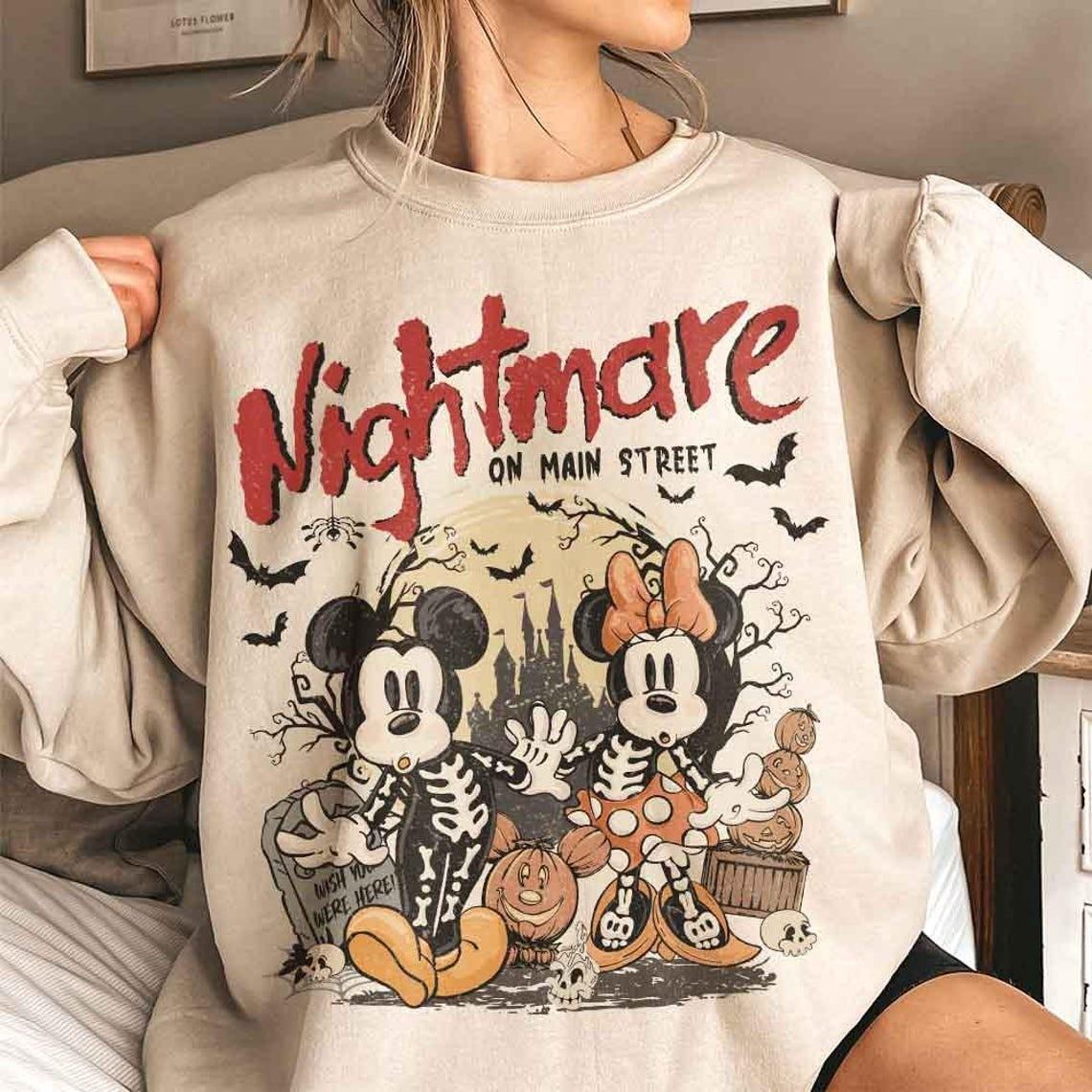 

Vintage Mickey Minnie Skeleton Nightmare On Main Street Sweatshirt Size S-5XL M