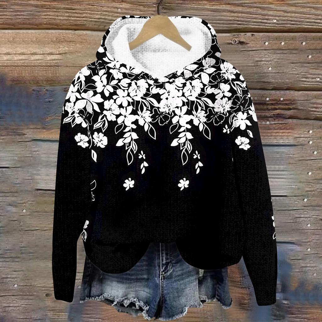 Women's Knit Sweater Cute Shirt Fall Crewneck  Pullover Tops Hoodied Sweatshirt