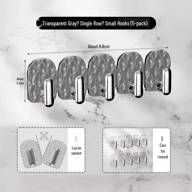 Seamless No-Drill Wall-Mounted Mini Hooks for Bathroom, Mirror, Cabinet Doors, and Jewelry Storage
