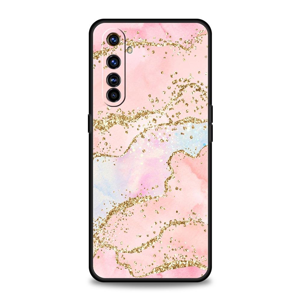 Navy Blue Glitter Agate Marble For Realme GT Neo 2 3 Phone Case Realme 9 8 5G 7 6 GT2 Pro Plus 9i 8i C21Y C3 C11 C25 C35 Cover