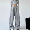 Women's High-Waist American-Style Grey Sweatpants, Cargo Wide Leg, Spring/Autumn 2025 Collection