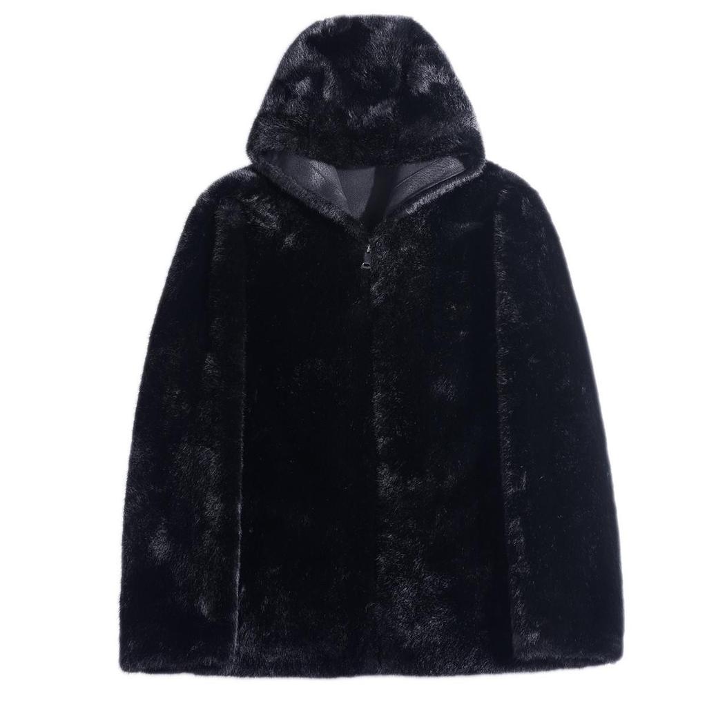 Men's Short Winter Coat: High-Quality Lambskin & Fur with Stand Collar, Imitation Mink Fur, Thickened for Warmth