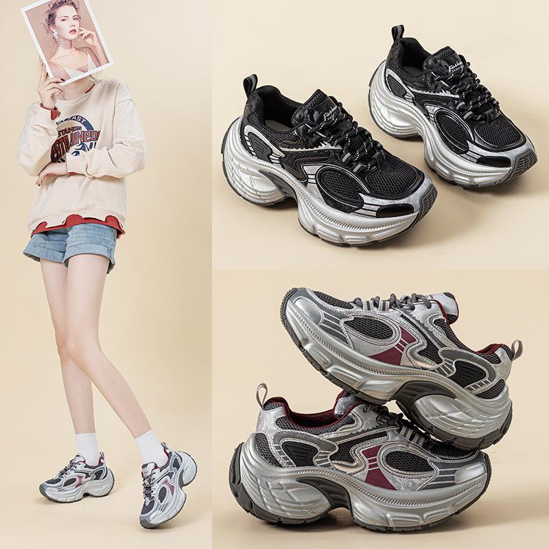 Platform dad shoes autumn new European high-value leather small casual sports shoes