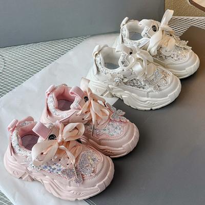 Girls' Sports Shoes Spring and Autumn Butterfly Children's Dad Shoes for Middle and Large Children's Breathable Casual Shoes for Babies