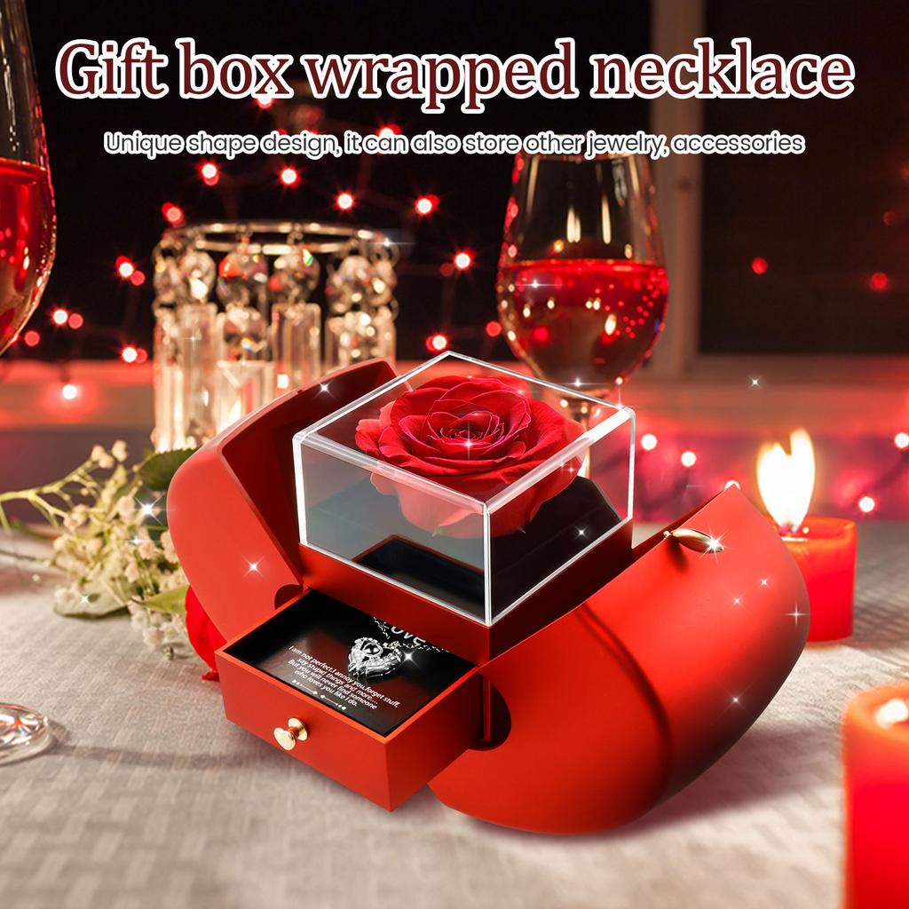 Valentines Day Gift I Love You Necklace With Rose Gifts Box Pendant Jewelry For Girlfriend 2025 New In Romantic Accessories
