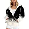 Women's Christmas Snowman Print Hooded Cozy Long Sleeve Zip-Up with White Sweatshirt Women Fashion Versatile Hoodies for Women
