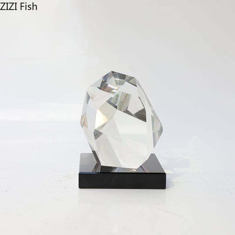 Creative Abstract Geometric Crystal Ornaments Desk Decoration Modern Minimalist Transparent Sculpture Room Aesthetics Decor