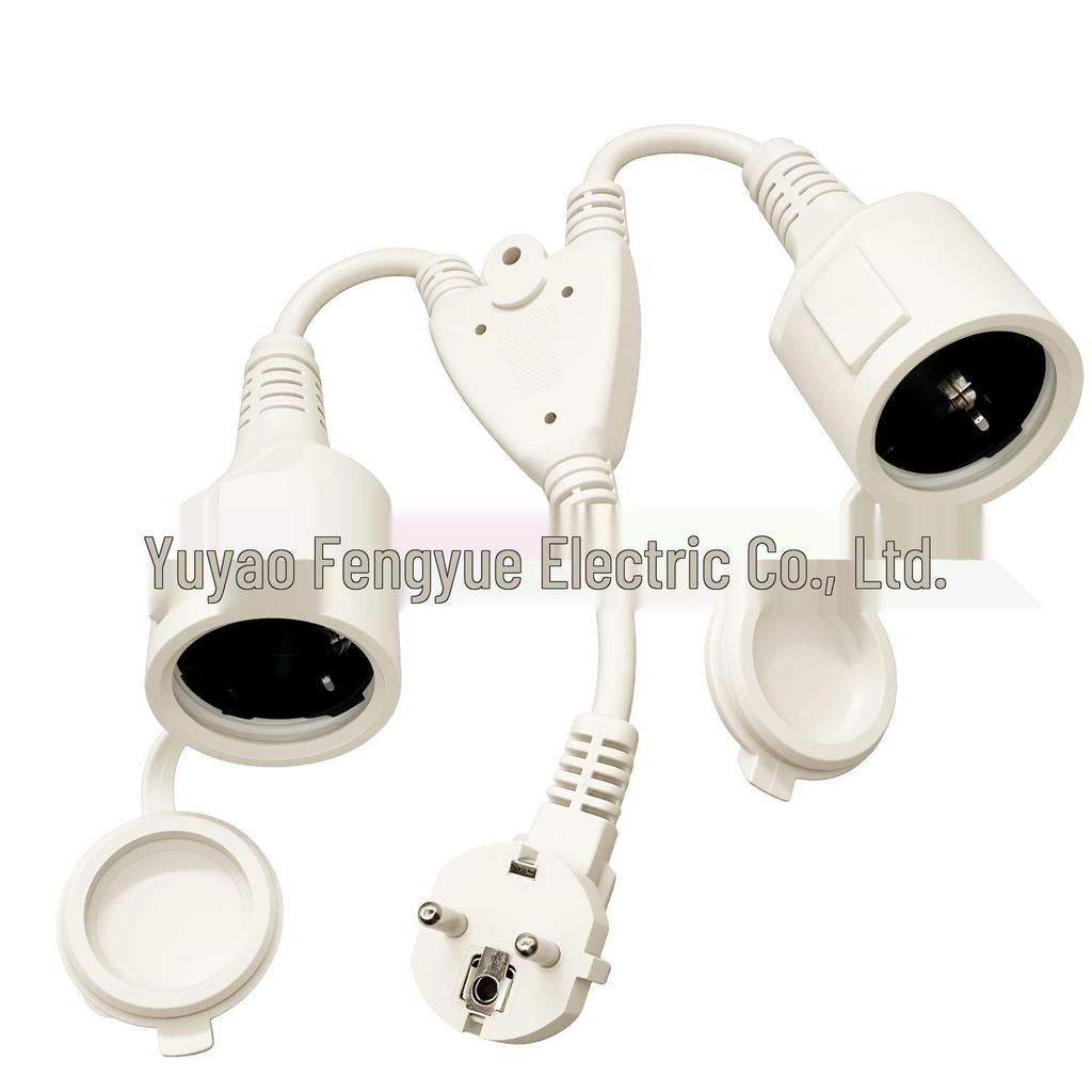 35CM White Europlug 3-Pin Male-Female Extension Cord, 3-Core, 1.5mm²