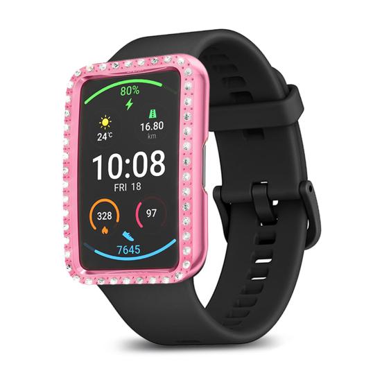 Protective Shell Rhinestone Inlaid Full Protective PC Smartwatch Protective Case for HUAWEI Watch Fit