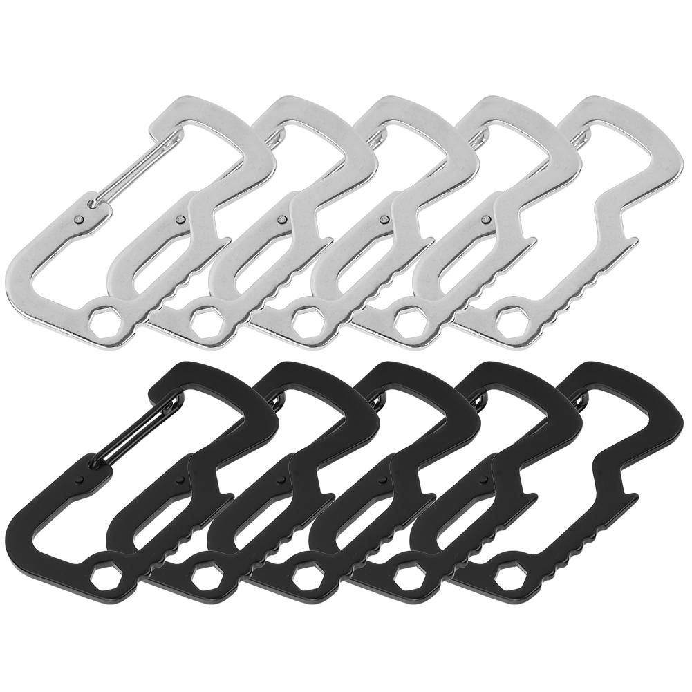 Multifunktionale D-förmige Schnalle Edelstahl Karabiner Flaschenöffner Federhaken