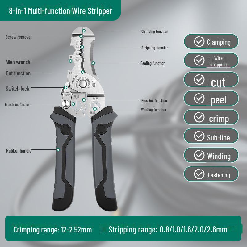 Green Forest Multi-Function Wire Stripping and Crimping Pliers – Industrial-Grade Electrician's Tool