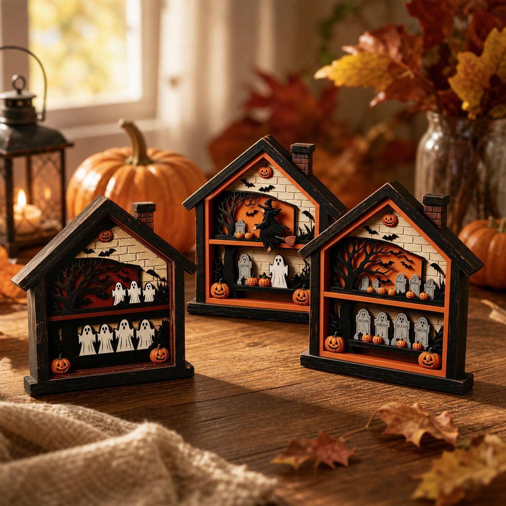 Ghost Witch Pumpkin Halloween Haunted House Decoration  Tabletop Halloween Decor