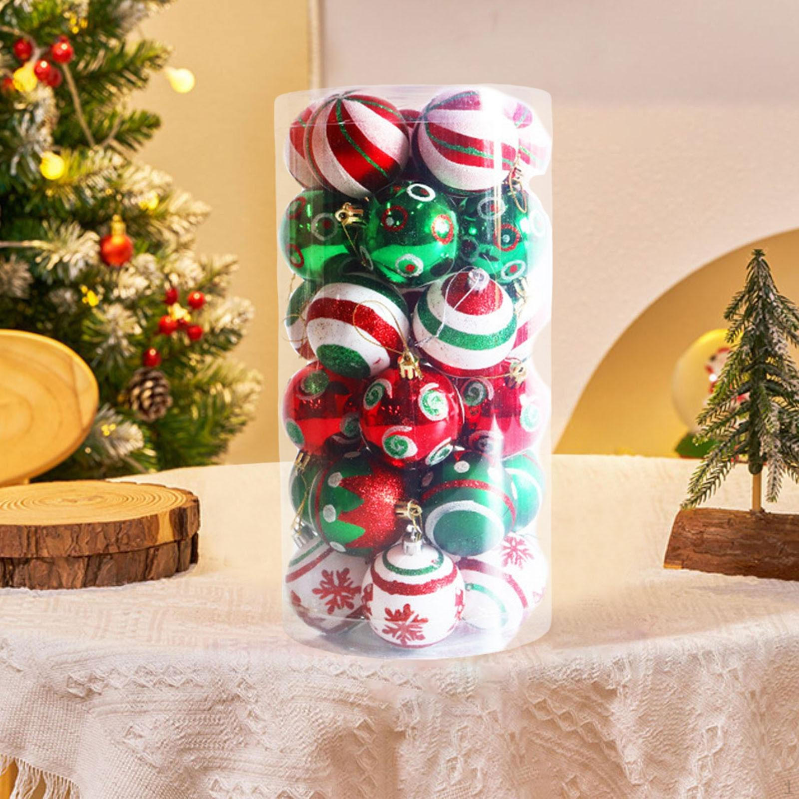 

30 Pieces Christmas Ball Ornament 2.36inch Pendants Holiday Hanging Decoration Red Green White