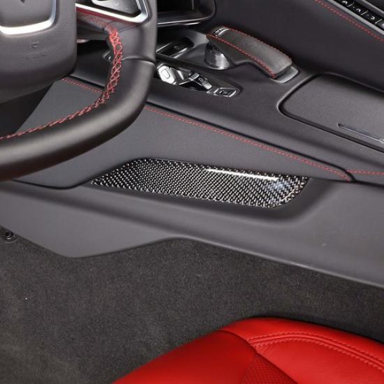 Soft Carbon Fiber Central Control Side Trim Sticker Strip For Corvette C8 20-25