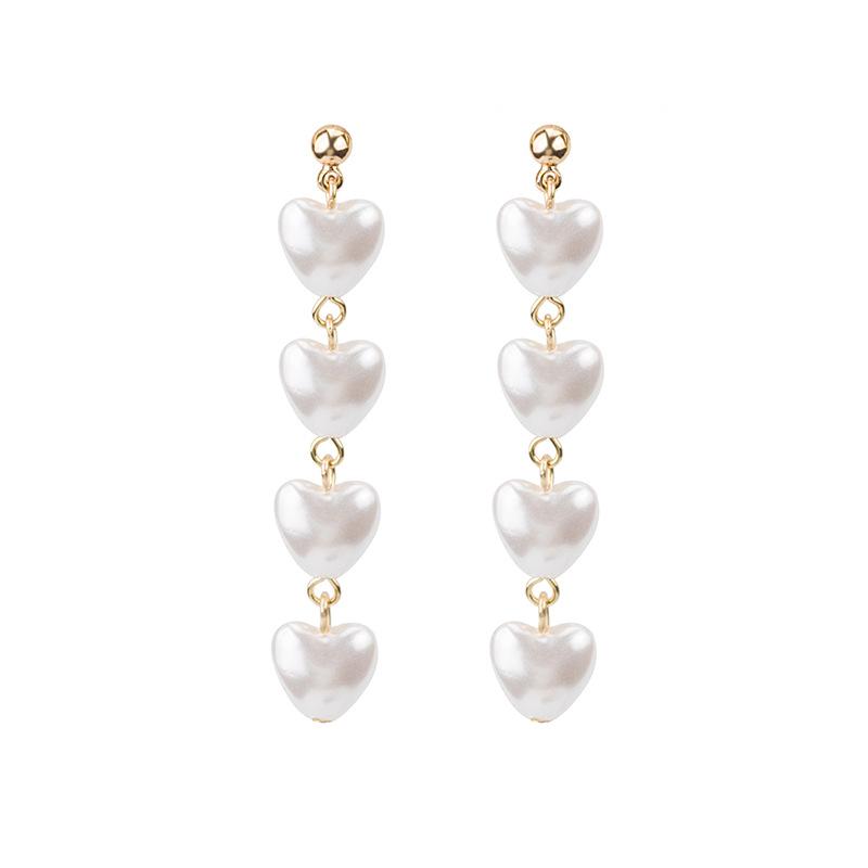 Love Earrings, High-End Pearl Earrings, Temperament Long Fringed Pearl Stud Earrings For Women