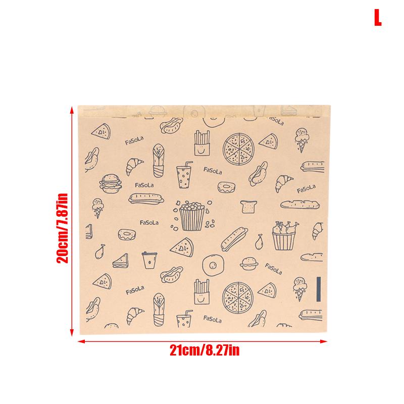 50x Kitchen Oil Proof Paper Bags Kraft Greaseproof Paper Bag Food Wrapping Bag Disposable Packaging Baking Paper Plate Mat