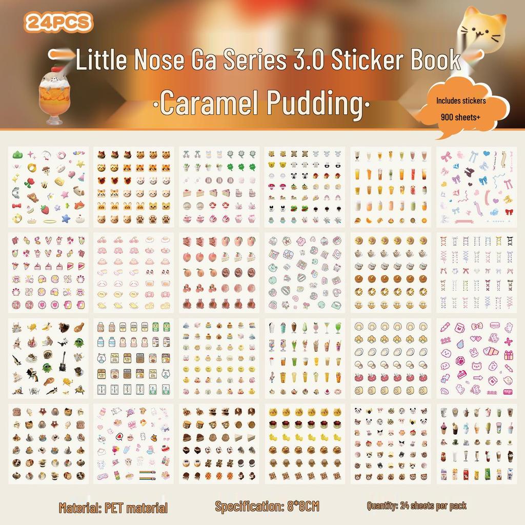 Zaomou PET Little Nose Gā Series Sticker Book: Cute Stickers for Kids' Journals & DIY Nail Art