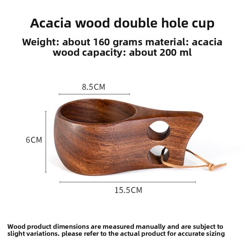 DIY Walnut Wooden Milk Cup Acacia Wood Salad Cup Solid Wood, Creative Mug with Handle Coffee Mug