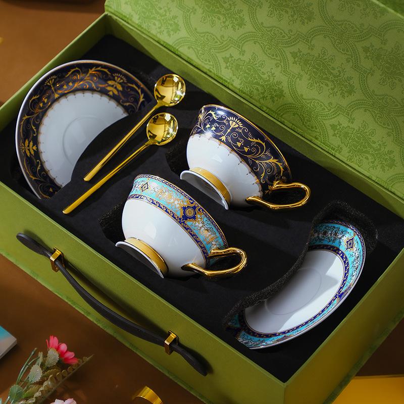European Ceramic Bone China Coffee Cup Saucer Set Retro British Afternoon Tea Set Premium Gift Box 2025 New