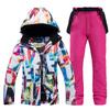 -30, Women Snow Wear Suit Sets, Snowboard Clothing, Waterproof, Winter Costume, Ski Jacket and Strap Pant, Belt Bibs for Female