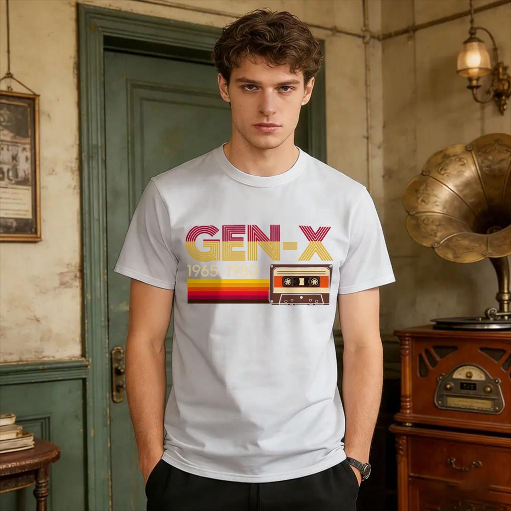 Gen X Generation X Funny Retro 70s 80s Cassette Tape T Shirt Cool T Shirts Short Sleeves Tshirt Summer Pure Cotton Plus Size Tee