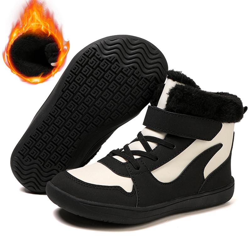 

Новые детские высокие ботинки из хлопка с широким носком для мальчиков и девочек, водонепроницаемые минималистичные кроссовки, детская комфортная теплая зимняя обувь для босиком 36 чёрный