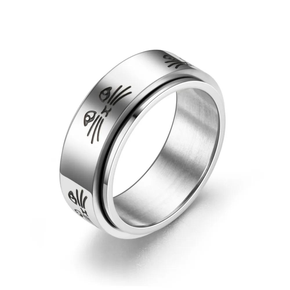 Trendy Punk Anxiety Ring for Women And Men with Moon Design Stainless Steel Anti-Stress Fidget Ring Fashionable Rotating