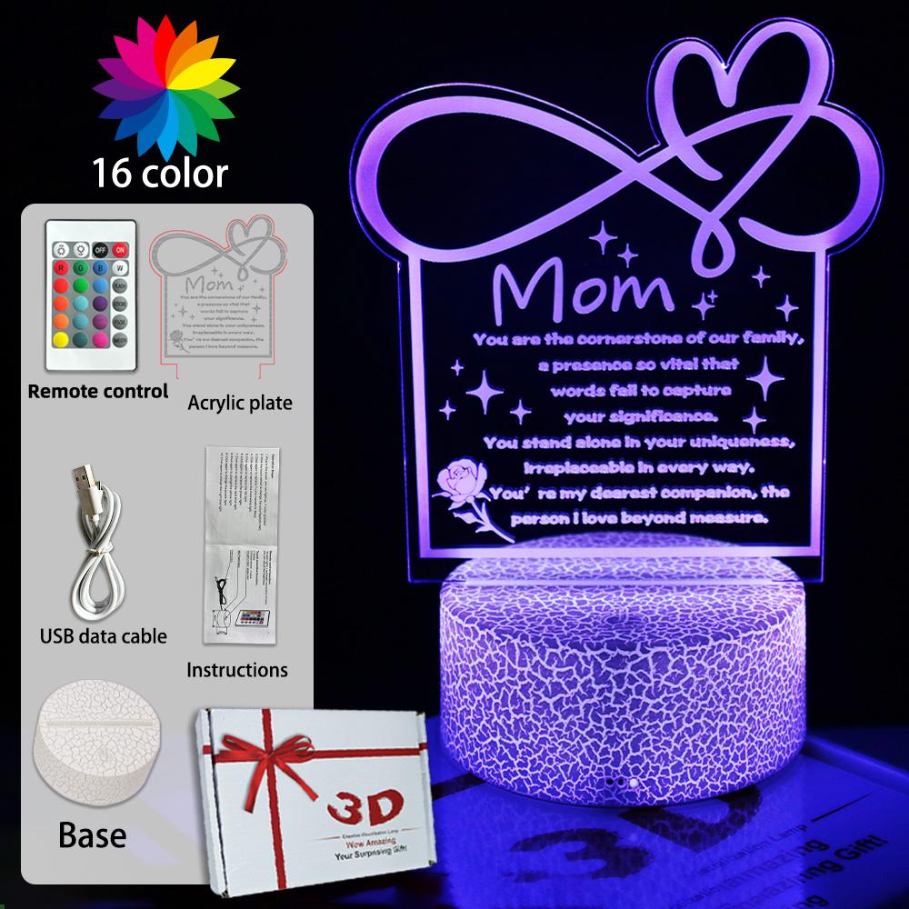 My Best Friend Heart Night Light LED Lamp Touch Remote Room Decor with Inspiring Quote USB/Battery Powered Friendship MOM Gifts