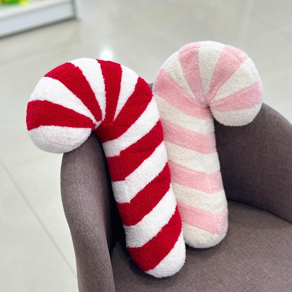 Classic Xmas Candy Plush Toys Xmas round Pillow Red Pink Lollipop Pillow Gingerbread House Doll Xmas Home Decor Kid Xmas Gift