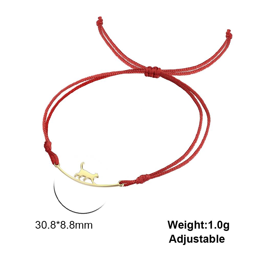 Cazador Stainless Steel Walking Cat Box Chain Bracelet for Women Animal Kitten Wax Rope Bracelet Jewelry Mother's Day Gift
