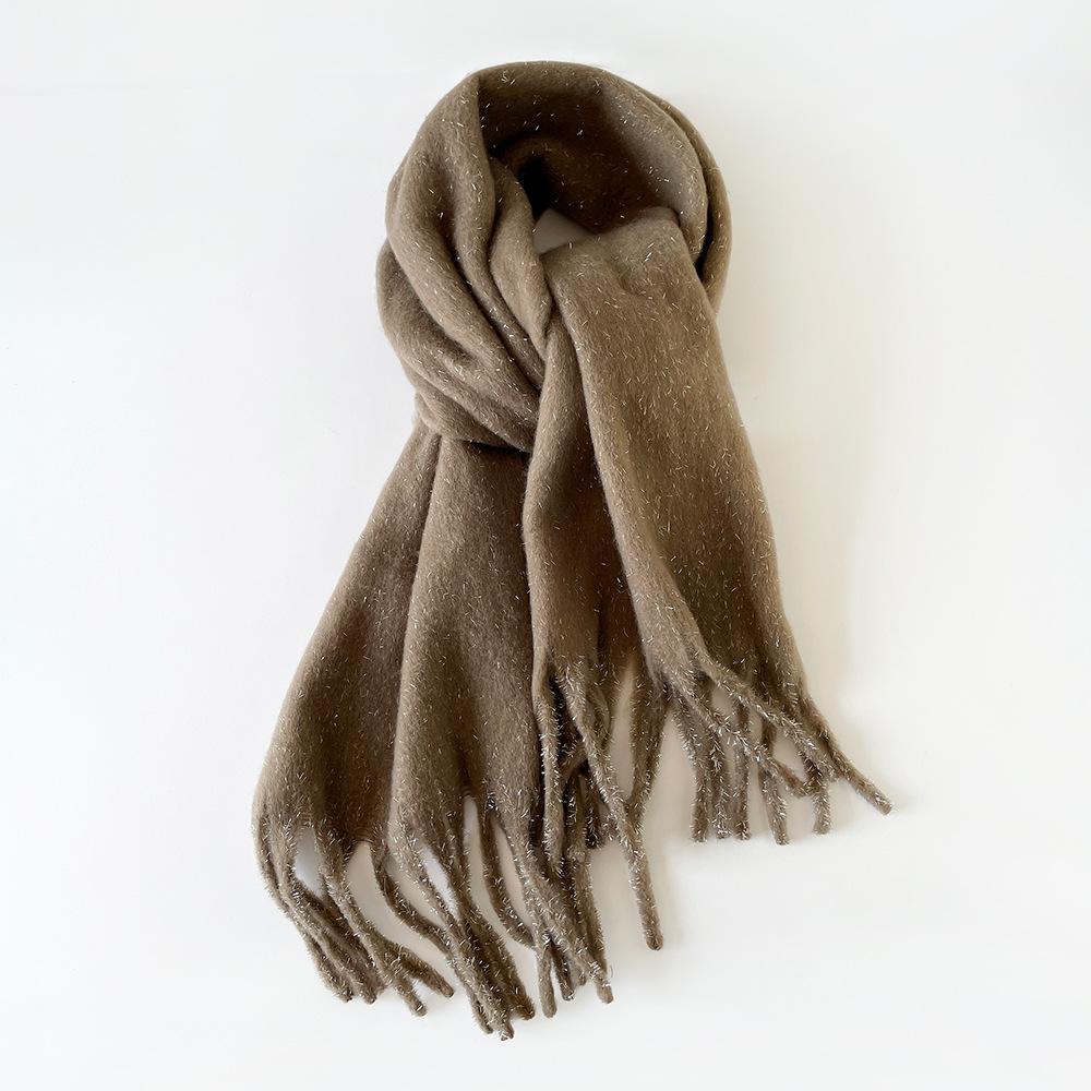 Thickened warm simple solid color mohair scarf large shawl women's plain scarf