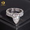Custom Made Elegant Luxury IGI 14k White Gold Wedding Bridal Gorgeous 3ct Pear Lab Grown CVD Diamond Engagement Band Ring Set