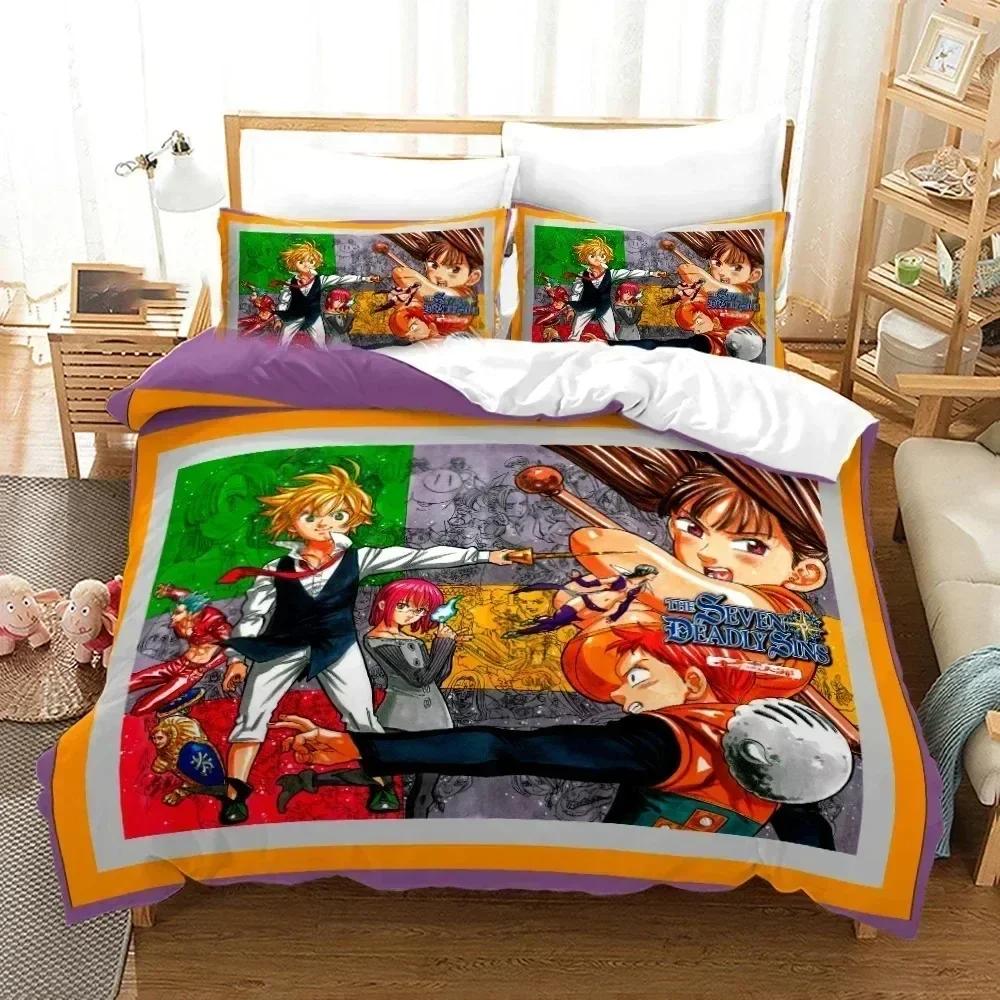 3D Anime The Seven Deadly Sins Bedding Set Printed Bed Set With Pillowcase Bed Duvet Cover Soft Queen King Size Bedclothes Home