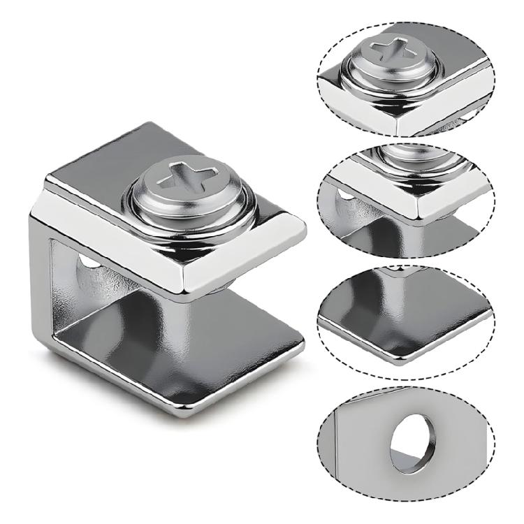 Square Glass Shelf Mounting Clip 20Pcs Stainless Steel Brackets Clamp 3-8mm Thick Panel Secure Installation