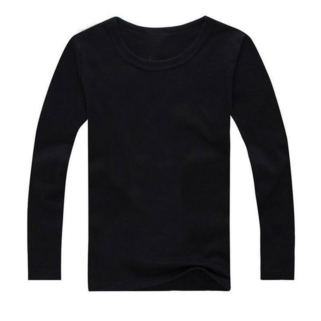Boy And Girls Solid Color Long Sleeved T-shirt Round Neck Solid Color T-shirt