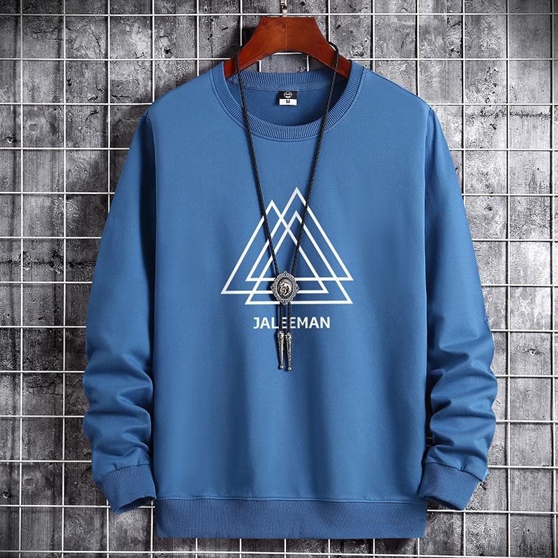 "2025 Youth Men's Loose-Fit Terry Sweatshirt: Long Sleeve, Round Neck, Fall/Spring Trend"