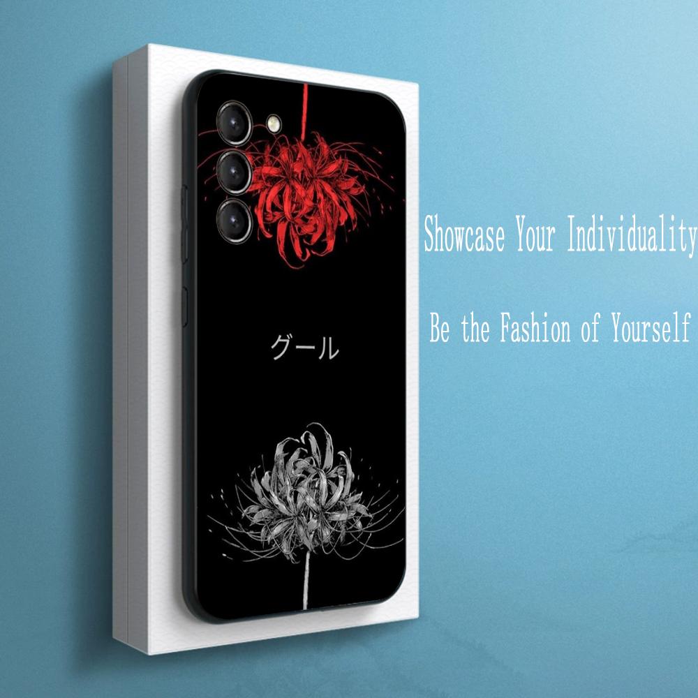 Japan art red spider lily pattern Phone Case For Samsung Galaxy S26 S25 S24 S23 S22 S21 Plus Ultra Note20 Soft Black