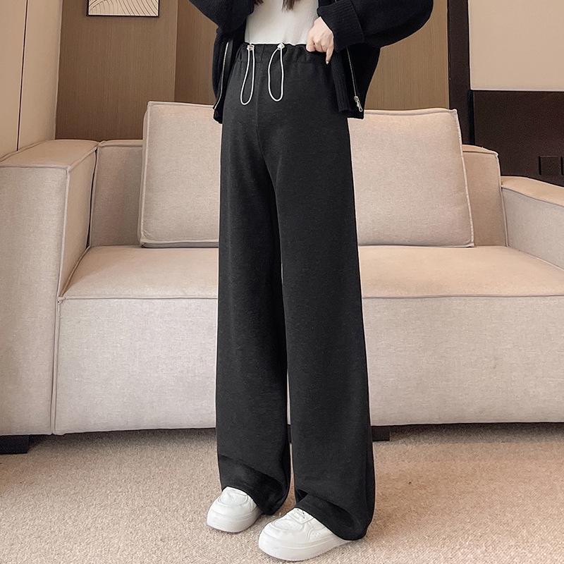 

Plus-Size Maternity Pants: Spring/Autumn Velvet, Wide-Leg, Slimming, Non-Constricting Belly, Casual Petite Wear L 110-135 lbs