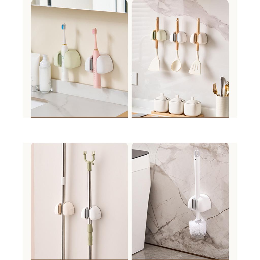 Strong Suction Mop Holder Storage Rack Easy Installation Broom Hanger Cleaning Tool Organizer for Bathrooms and Kitchens