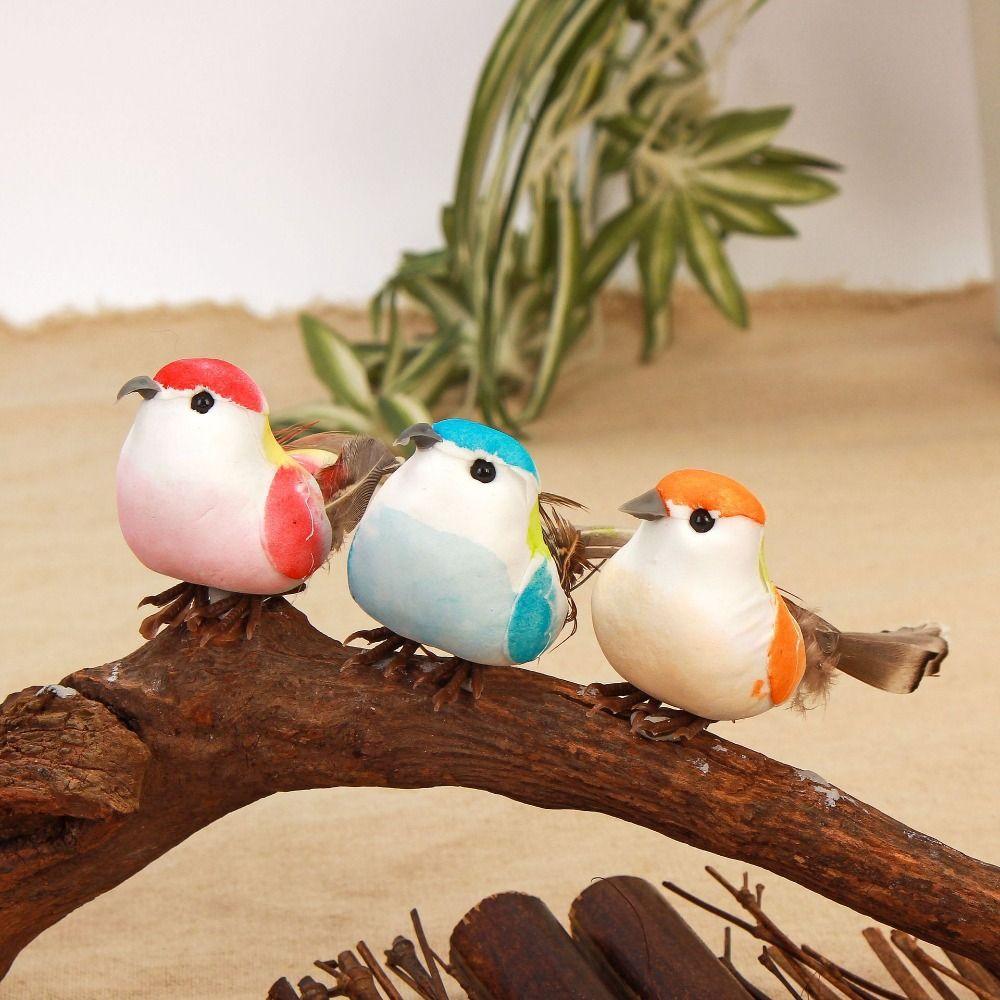 6PCS Craft Lifelike Pearl Bird Vivid Simulation Sparrow Gift Artificial Bird Model  Indoor Outdoor