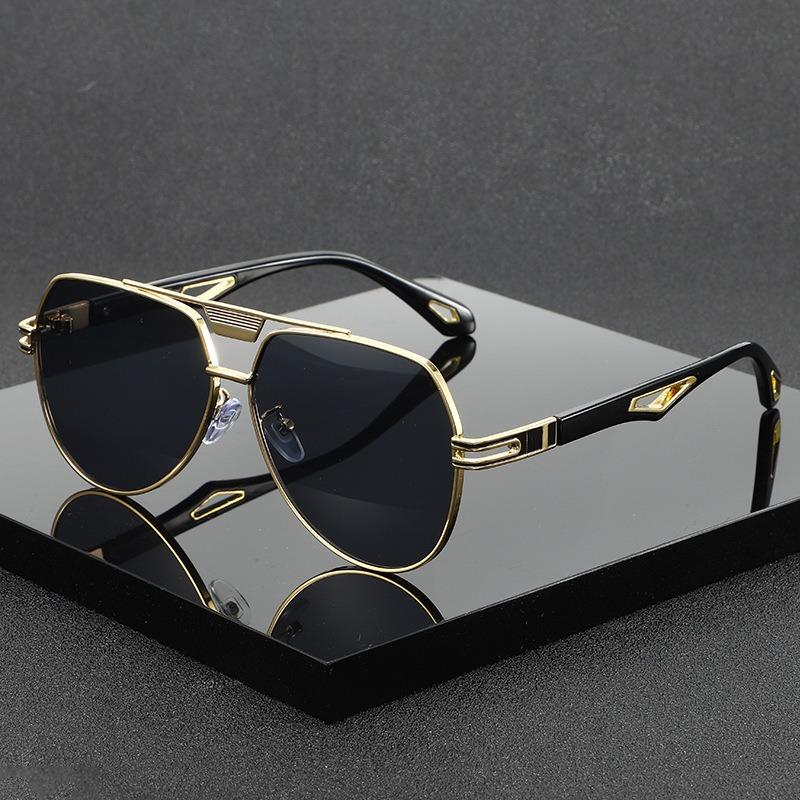 Vintage Polarized Polit Okulary Przeciwsłoneczne Męskie Klasyczne Podwójny Mostek Gradientowe Soczewki Modna Retro Marka Projektant Zewnętrzne Okulary Przeciwsłoneczne