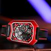 Trendy Unique Skeleton Mechanical Watches Rubber Strap Sports Wrist Watch Creative Square Hollow Automatic Mechanical Watch