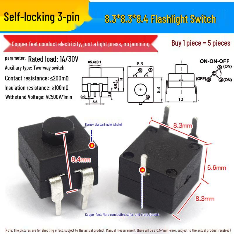 High-Brightness Self-Locking Mini Push-Button Power Switch