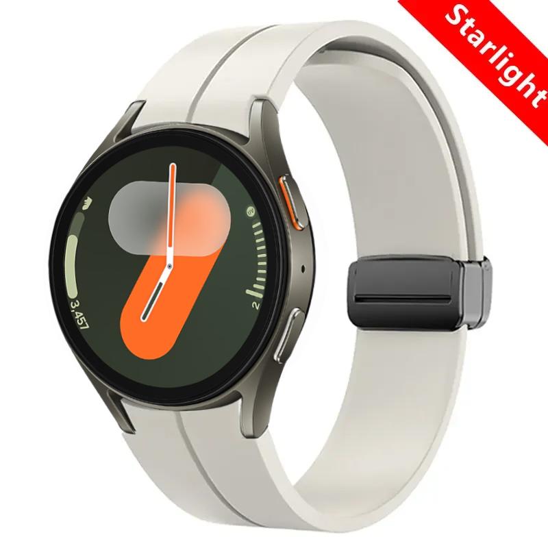Silicone Band for Samsung Galaxy Watch 7 FE 40mm 44mm Strap Smartwatchh Magnetic Buckle Wrist Bracelet Galaxy Watch7 Watchband