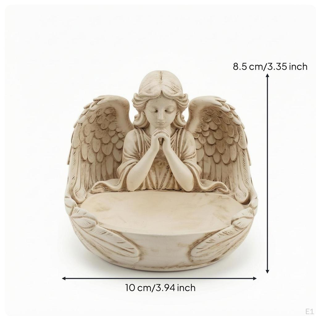 Angel Statue with Tray Vintage Angelic Jewelry Distressed for Dresser, Vanity, Entryway